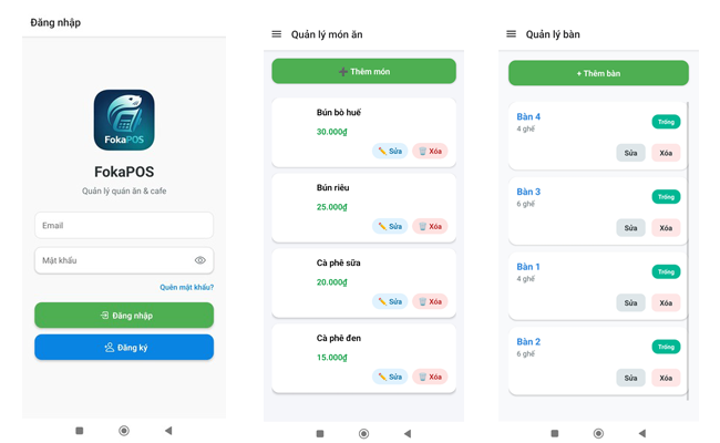 Màn hình gọi món POS FokaPOS