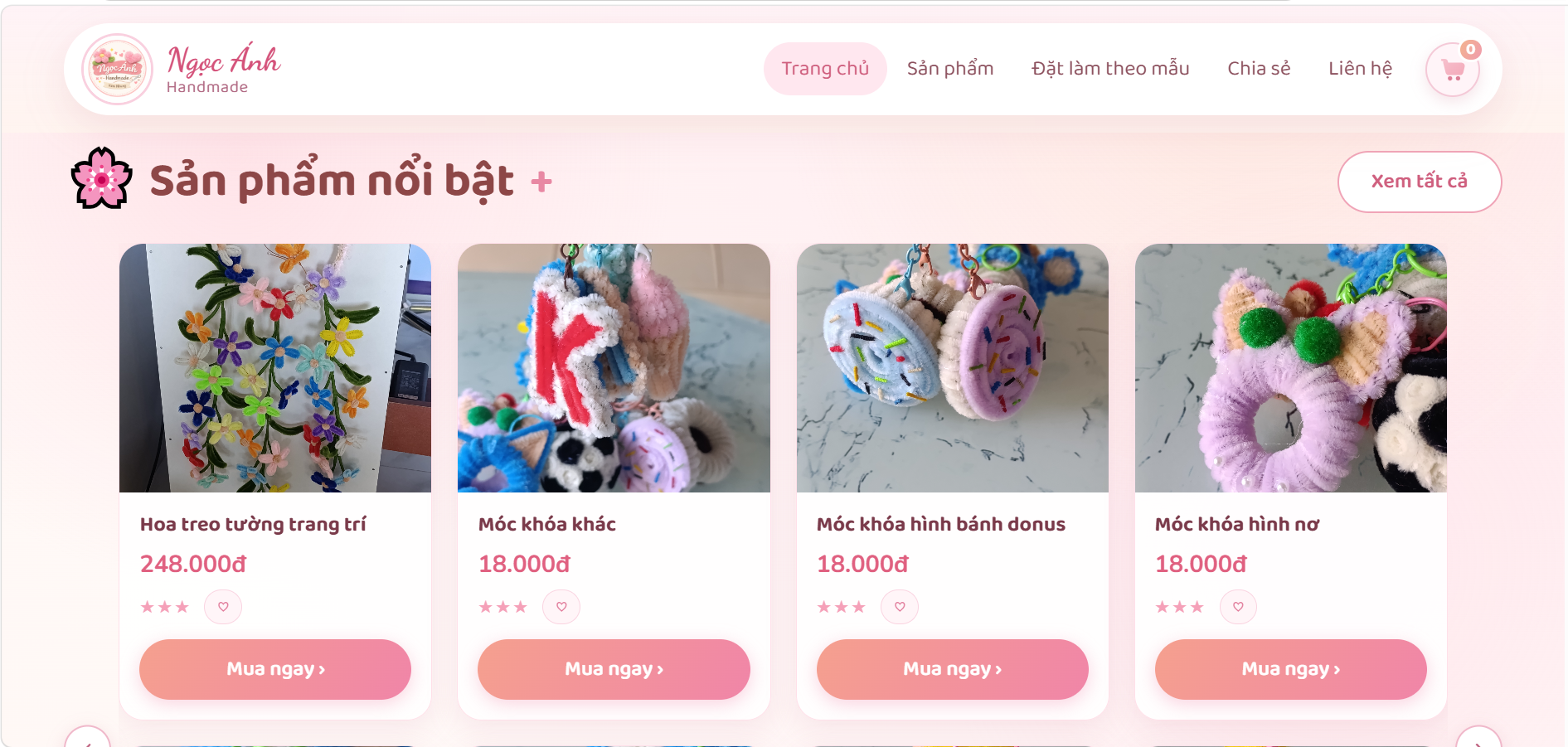 Mẫu website bán đồ handmade